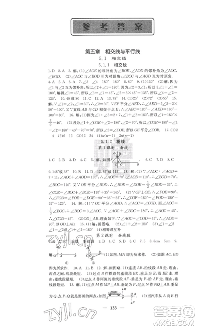 四川大學出版社2023課堂點睛七年級數(shù)學下冊人教版安徽專版參考答案