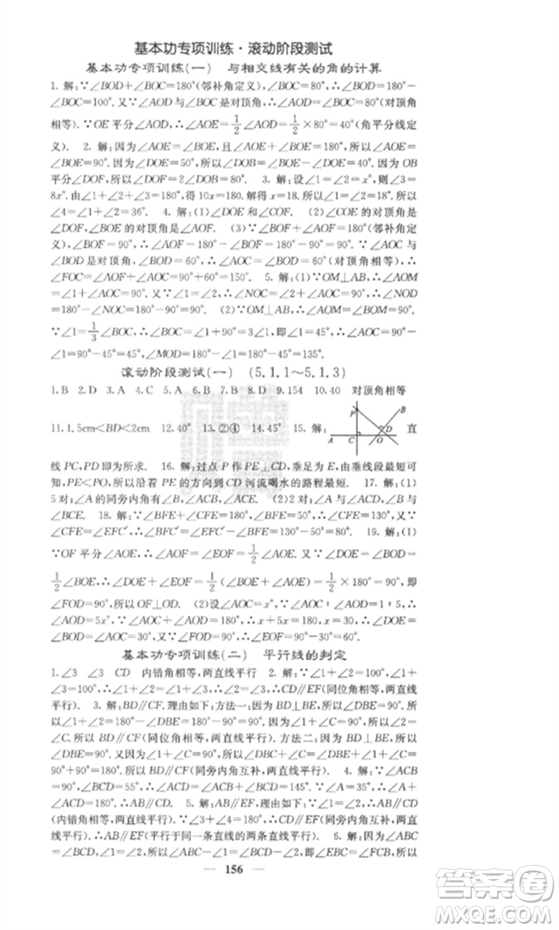 四川大學出版社2023課堂點睛七年級數(shù)學下冊人教版安徽專版參考答案