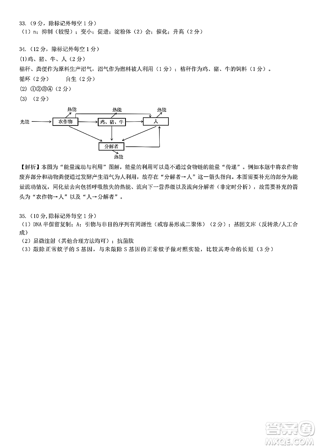 哈師大附中2023年高三第三次模擬考試?yán)砜凭C合能力測試試卷答案