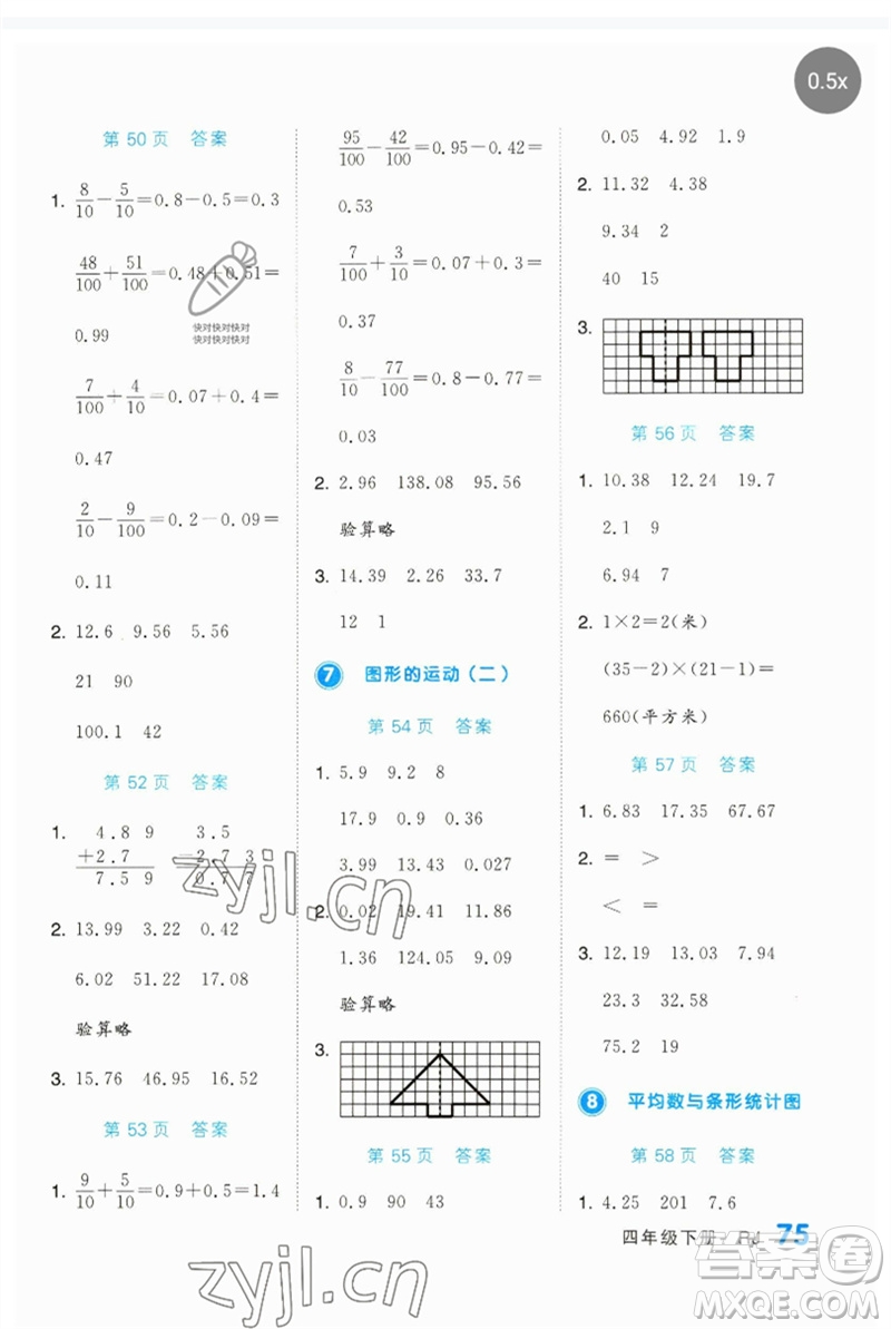 陽光出版社2023階梯計(jì)算四年級(jí)數(shù)學(xué)下冊(cè)人教版參考答案