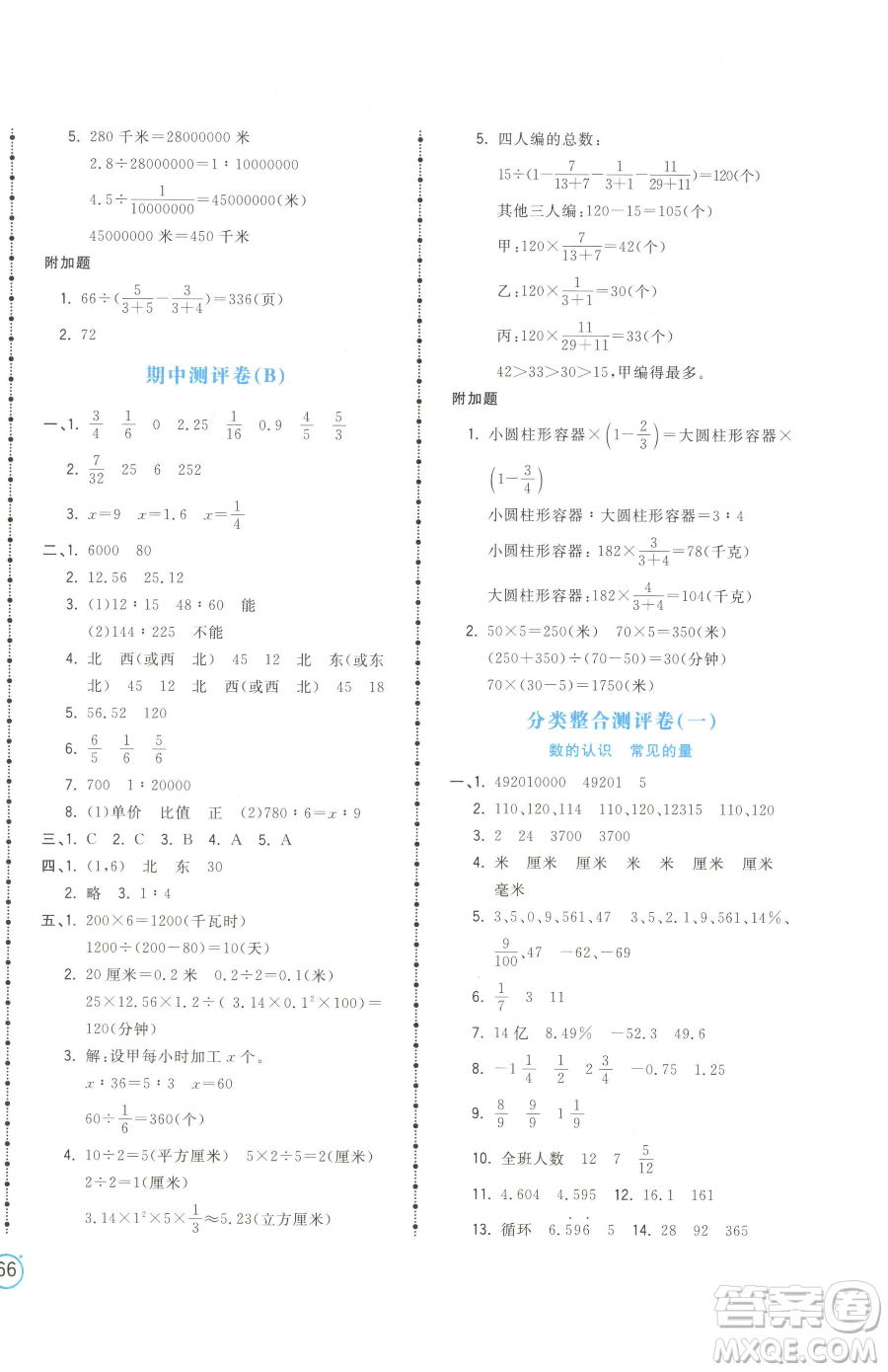 江西科學(xué)技術(shù)出版社2023奪冠金卷六年級下冊數(shù)學(xué)蘇教版參考答案