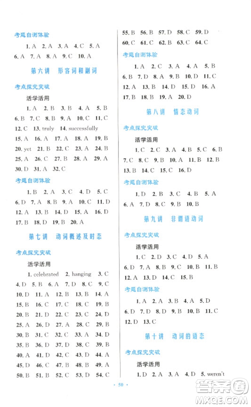 人民教育出版社2023初中總復(fù)習(xí)優(yōu)化設(shè)計(jì)九年級(jí)英語(yǔ)人教版參考答案