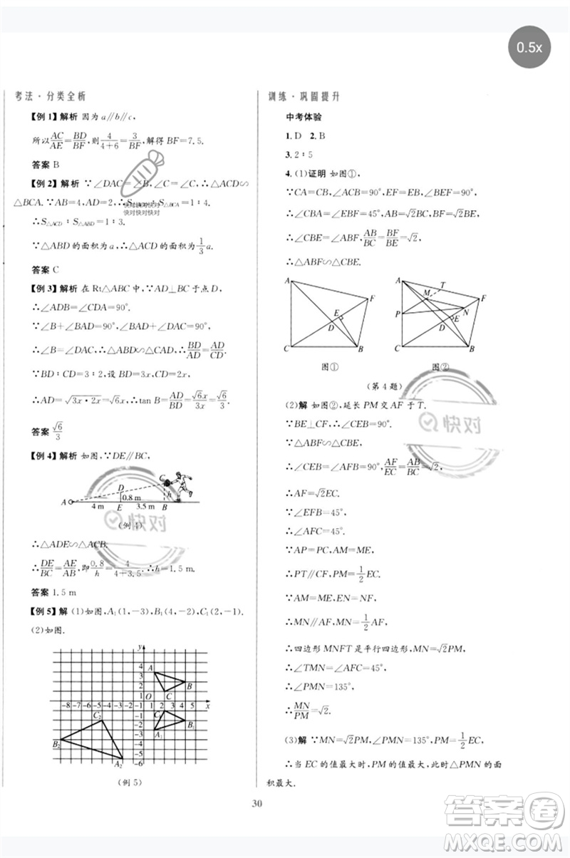 北京師范大學出版社2023初中總復習優(yōu)化設計九年級數(shù)學北師大版參考答案