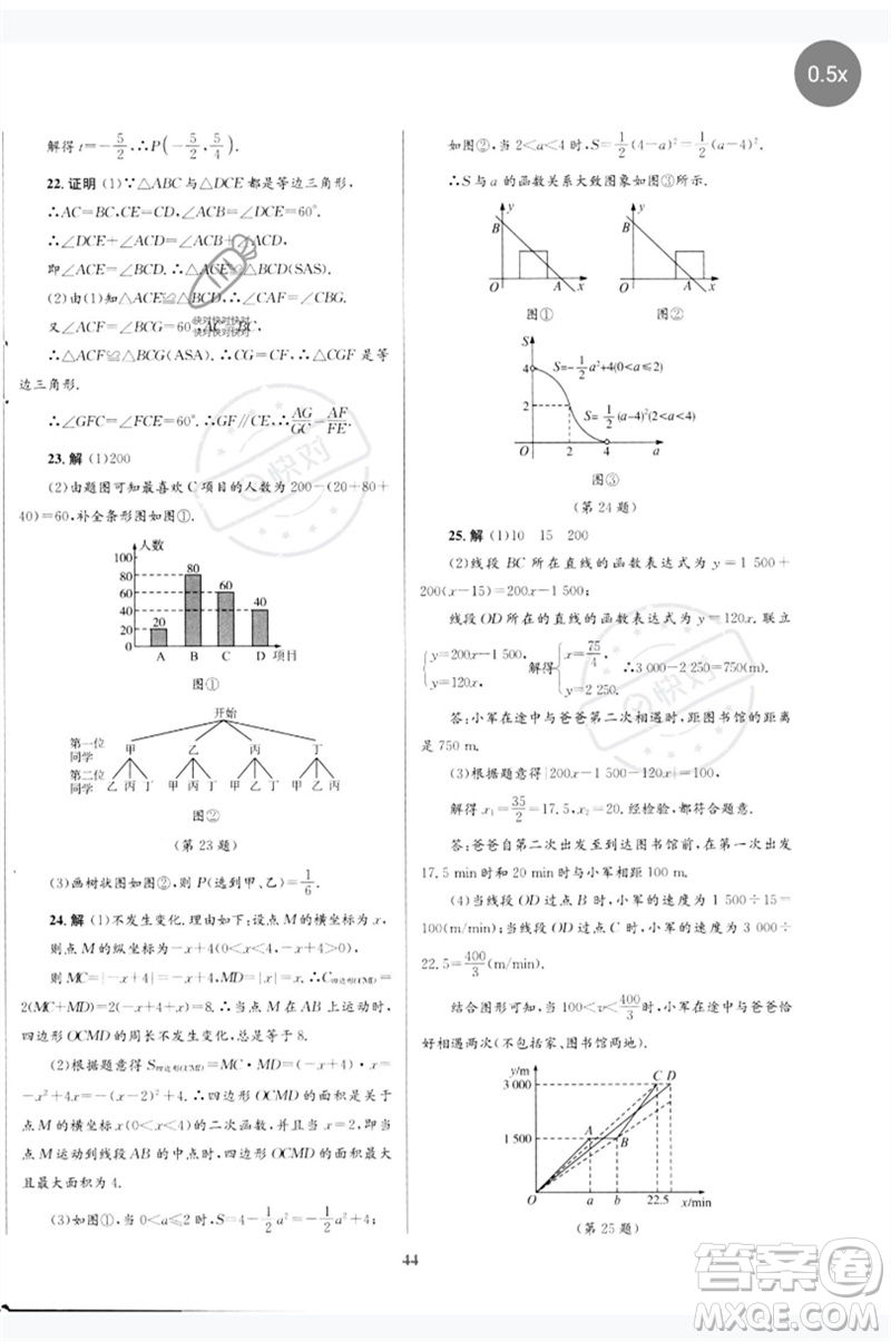 北京師范大學出版社2023初中總復習優(yōu)化設計九年級數(shù)學北師大版參考答案