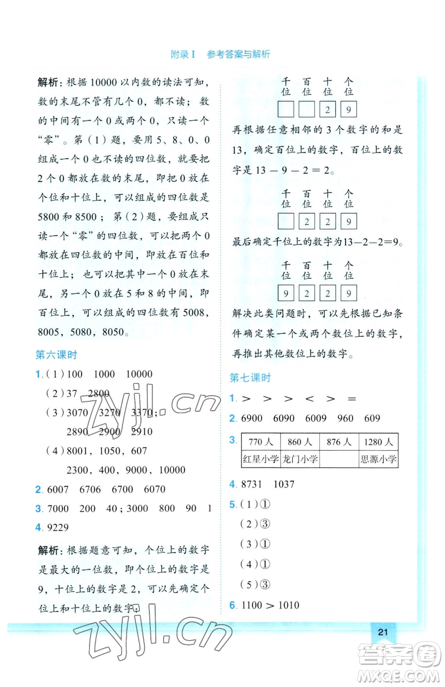 龍門書局2023黃岡小狀元作業(yè)本二年級下冊數(shù)學(xué)人教版參考答案