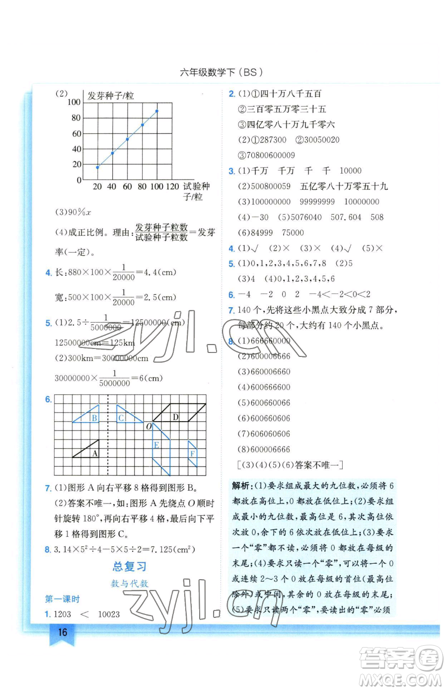 龍門(mén)書(shū)局2023黃岡小狀元作業(yè)本六年級(jí)下冊(cè)數(shù)學(xué)北師大版參考答案