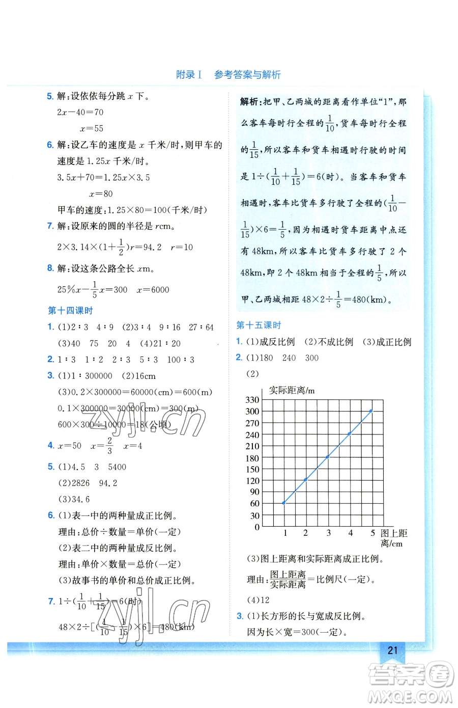 龍門(mén)書(shū)局2023黃岡小狀元作業(yè)本六年級(jí)下冊(cè)數(shù)學(xué)北師大版參考答案