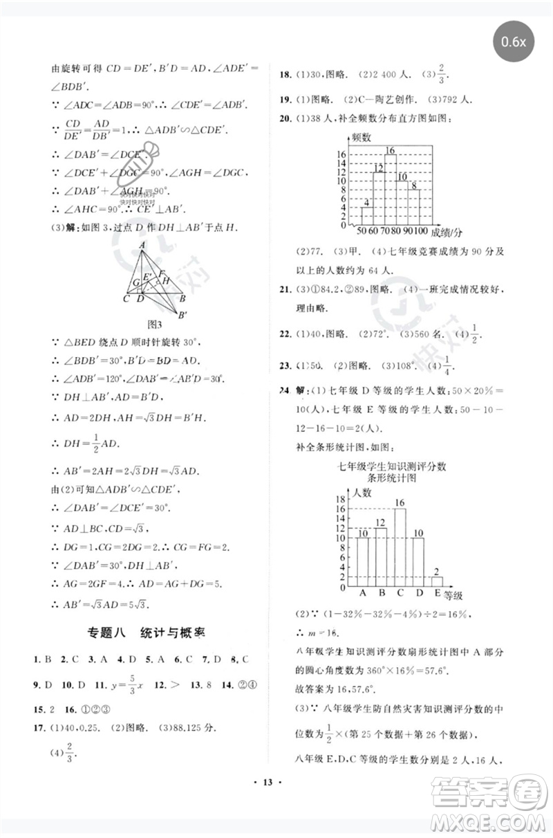 山東教育出版社2023初中總復(fù)習(xí)手冊(cè)分層專題卷九年級(jí)數(shù)學(xué)五四制通用版煙臺(tái)專版參考答案