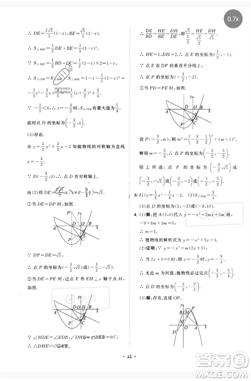 山東教育出版社2023初中總復(fù)習(xí)手冊(cè)分層專題卷九年級(jí)數(shù)學(xué)五四制通用版煙臺(tái)專版參考答案