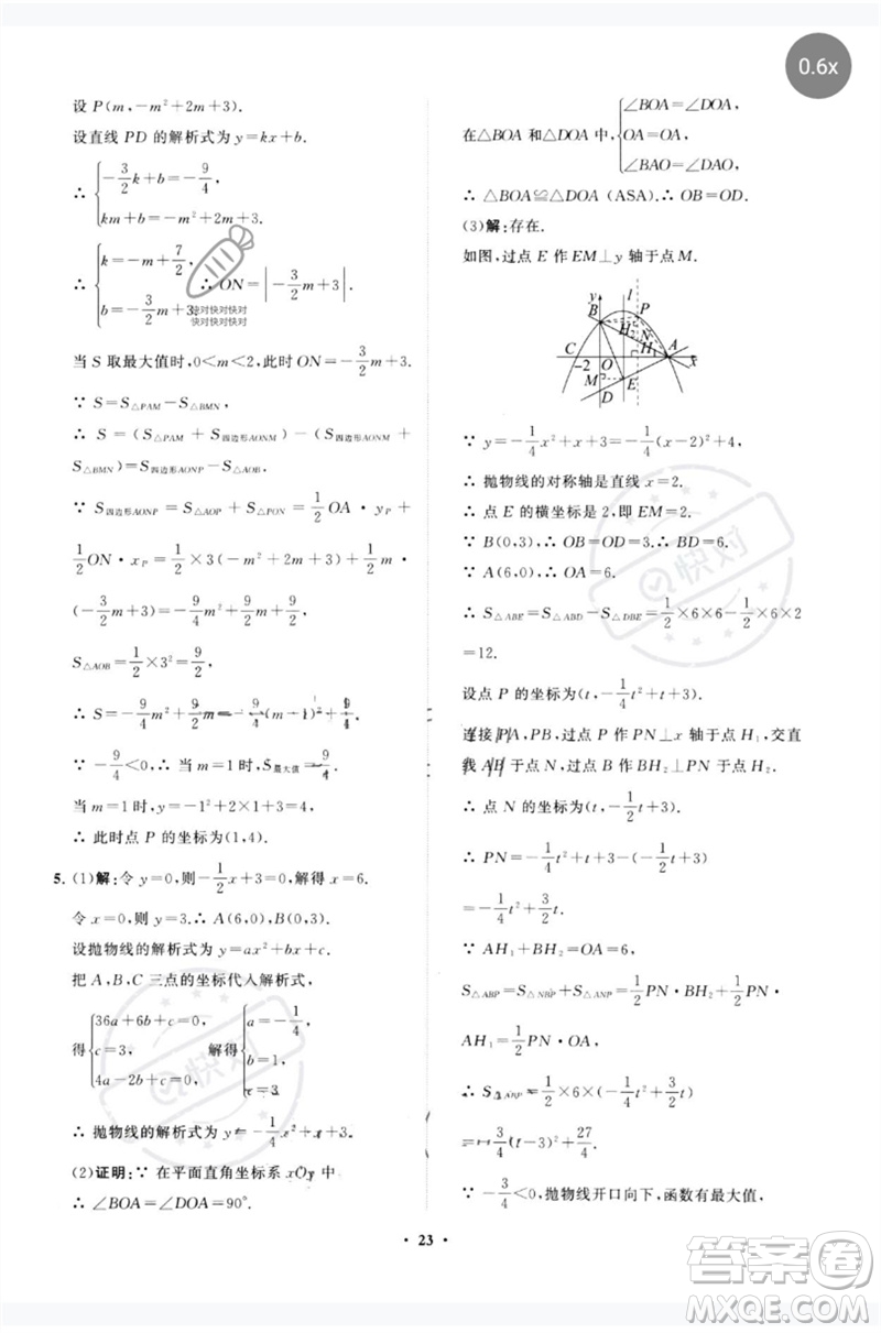 山東教育出版社2023初中總復(fù)習(xí)手冊(cè)分層專題卷九年級(jí)數(shù)學(xué)五四制通用版煙臺(tái)專版參考答案