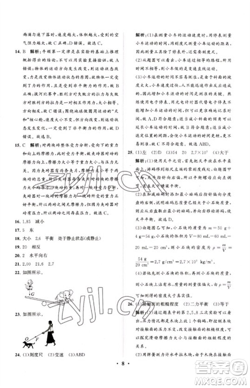 山東教育出版社2023初中總復(fù)習(xí)手冊(cè)分層專題卷九年級(jí)物理五四制通用版煙臺(tái)專版參考答案