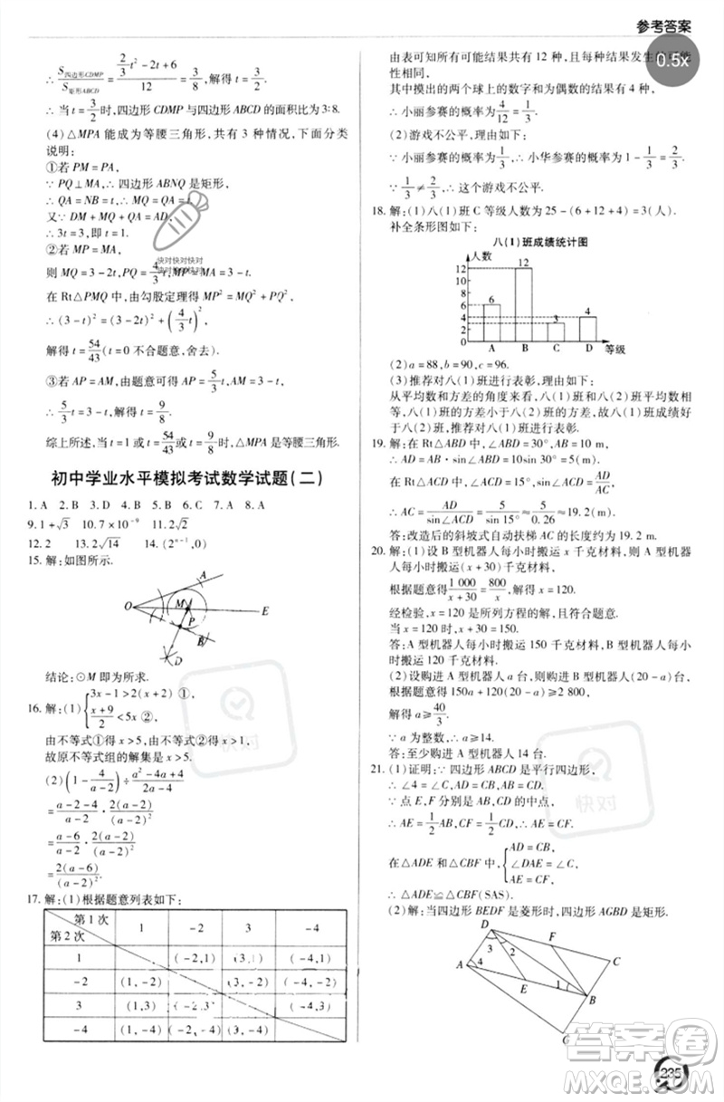 青島出版社2023初中總復(fù)習(xí)手冊(cè)九年級(jí)數(shù)學(xué)通用版參考答案