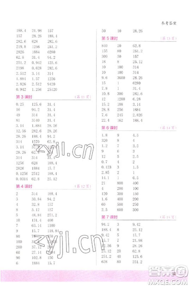 江蘇鳳凰少年兒童出版社2023口算小狀元口算速算天天練六年級數學下冊人教版參考答案