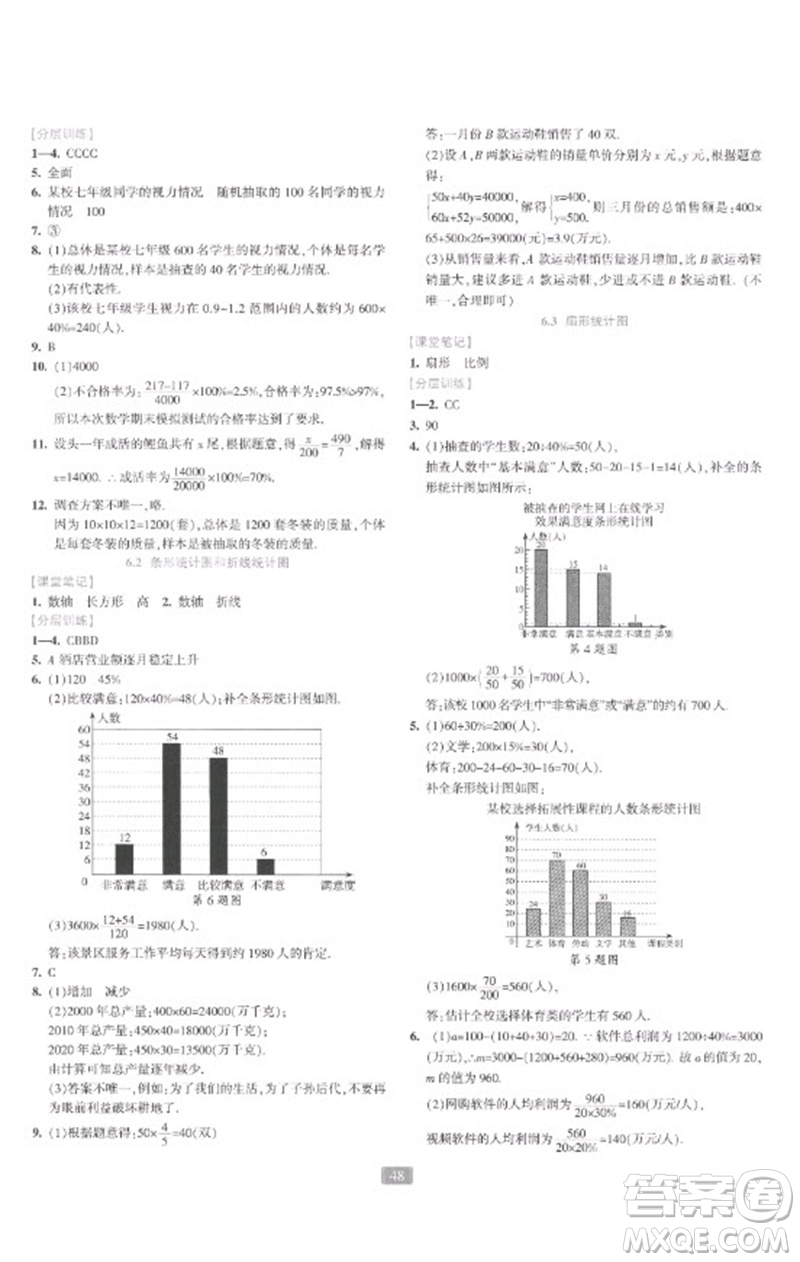 浙江教育出版社2023精準(zhǔn)學(xué)與練七年級(jí)數(shù)學(xué)下冊(cè)浙教版參考答案