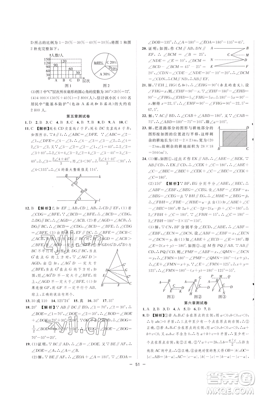 合肥工業(yè)大學(xué)出版社2023全頻道課時作業(yè)七年級下冊數(shù)學(xué)人教版參考答案