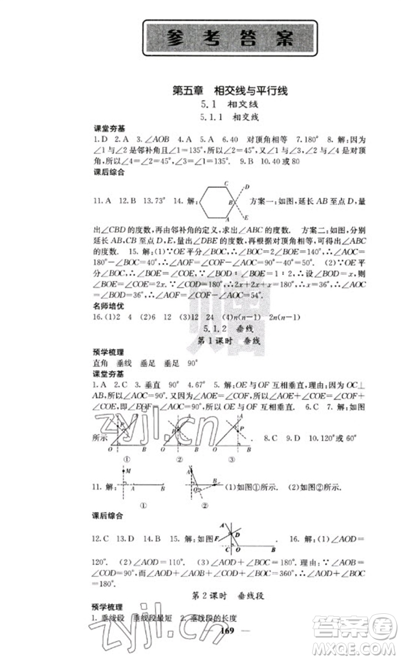 四川大學(xué)出版社2023名校課堂內(nèi)外七年級(jí)數(shù)學(xué)下冊(cè)人教版云南專版參考答案