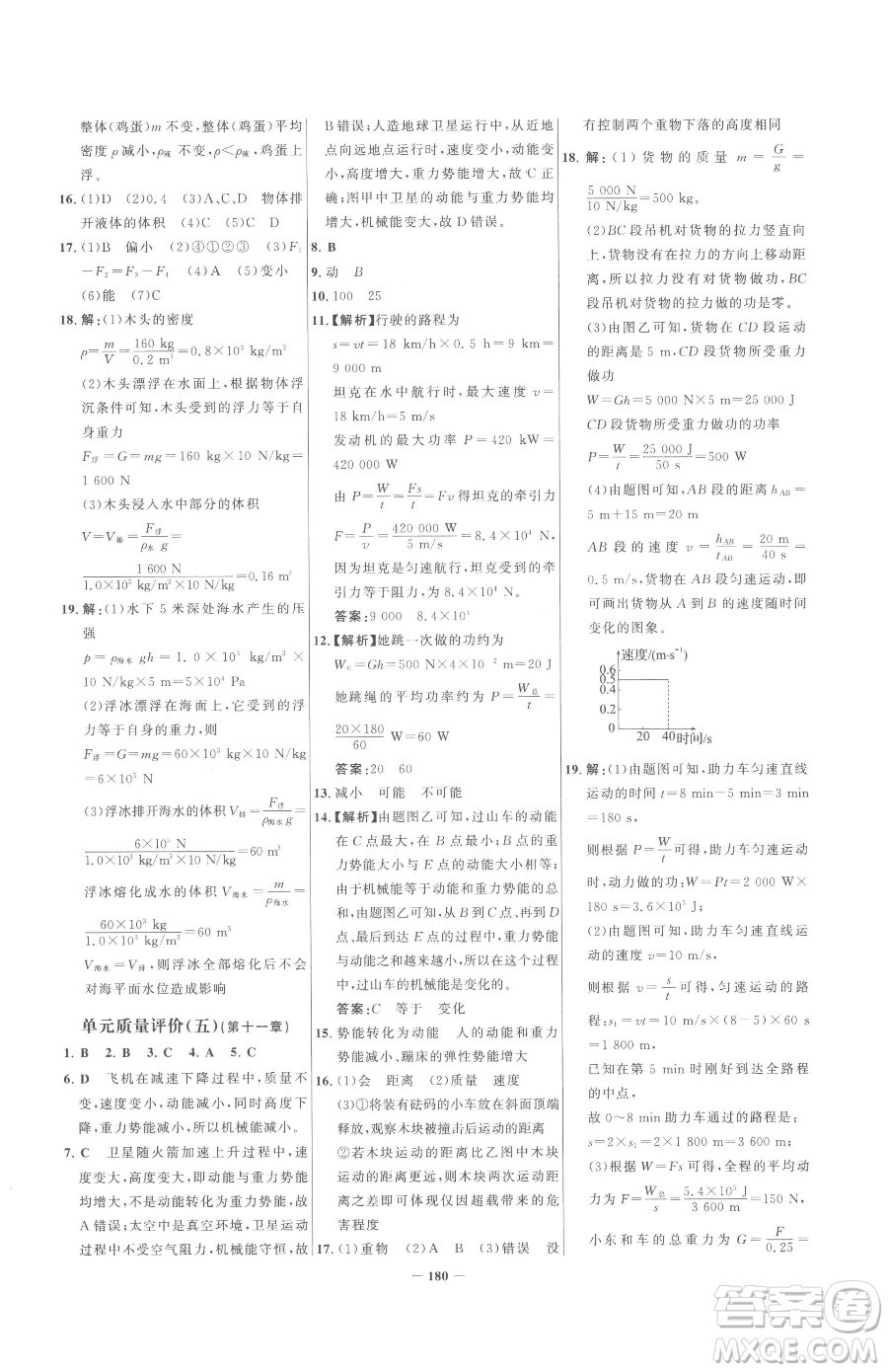 河北少年兒童出版社2023世紀(jì)金榜金榜學(xué)案八年級(jí)下冊(cè)物理人教版參考答案