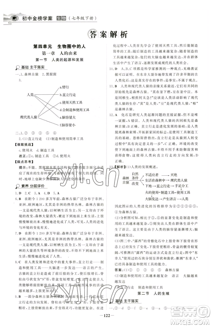 河北少年兒童出版社2023世紀(jì)金榜金榜學(xué)案七年級下冊生物人教版河南專版參考答案