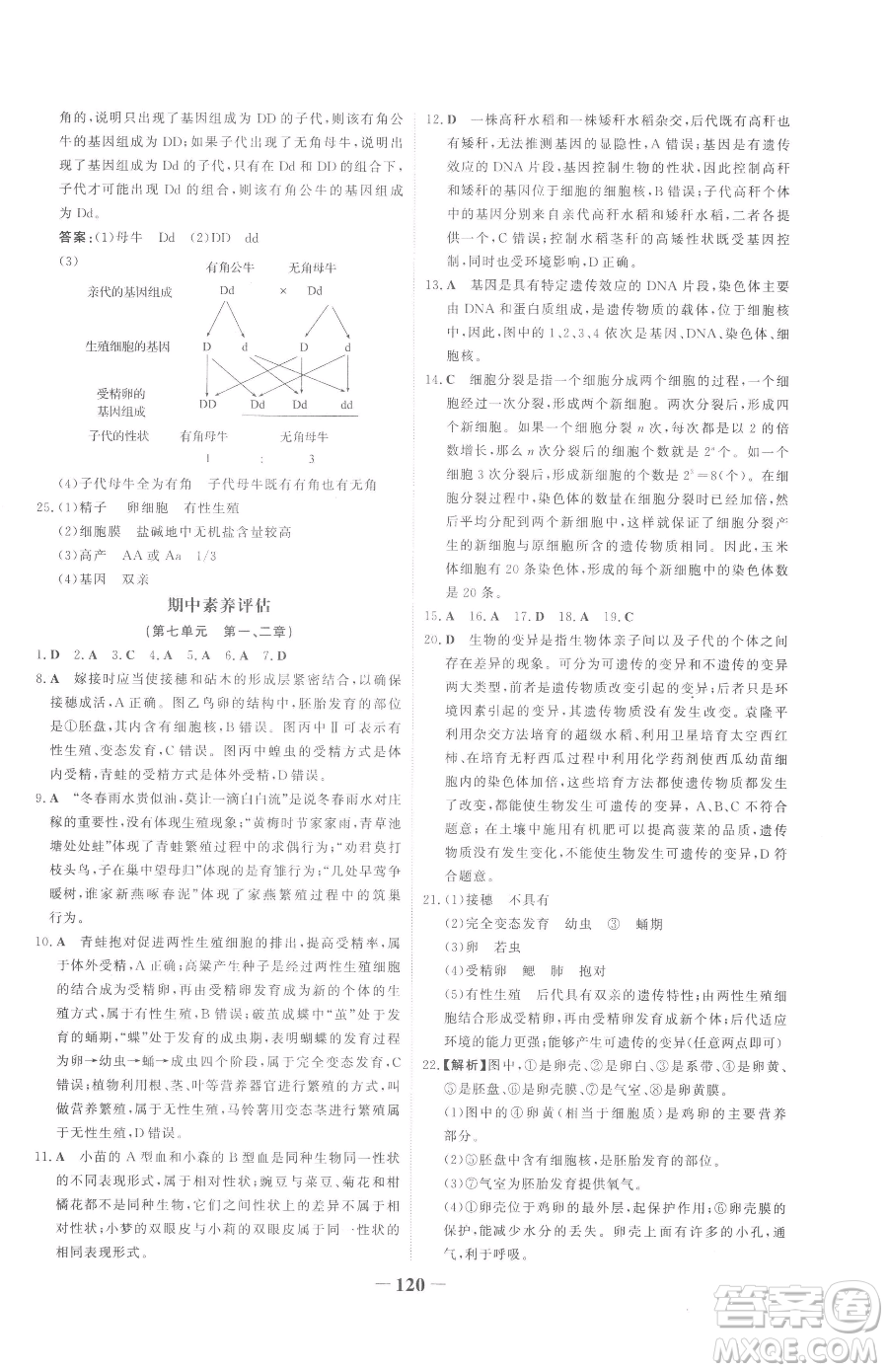 河北少年兒童出版社2023世紀(jì)金榜金榜學(xué)案八年級下冊生物人教版參考答案