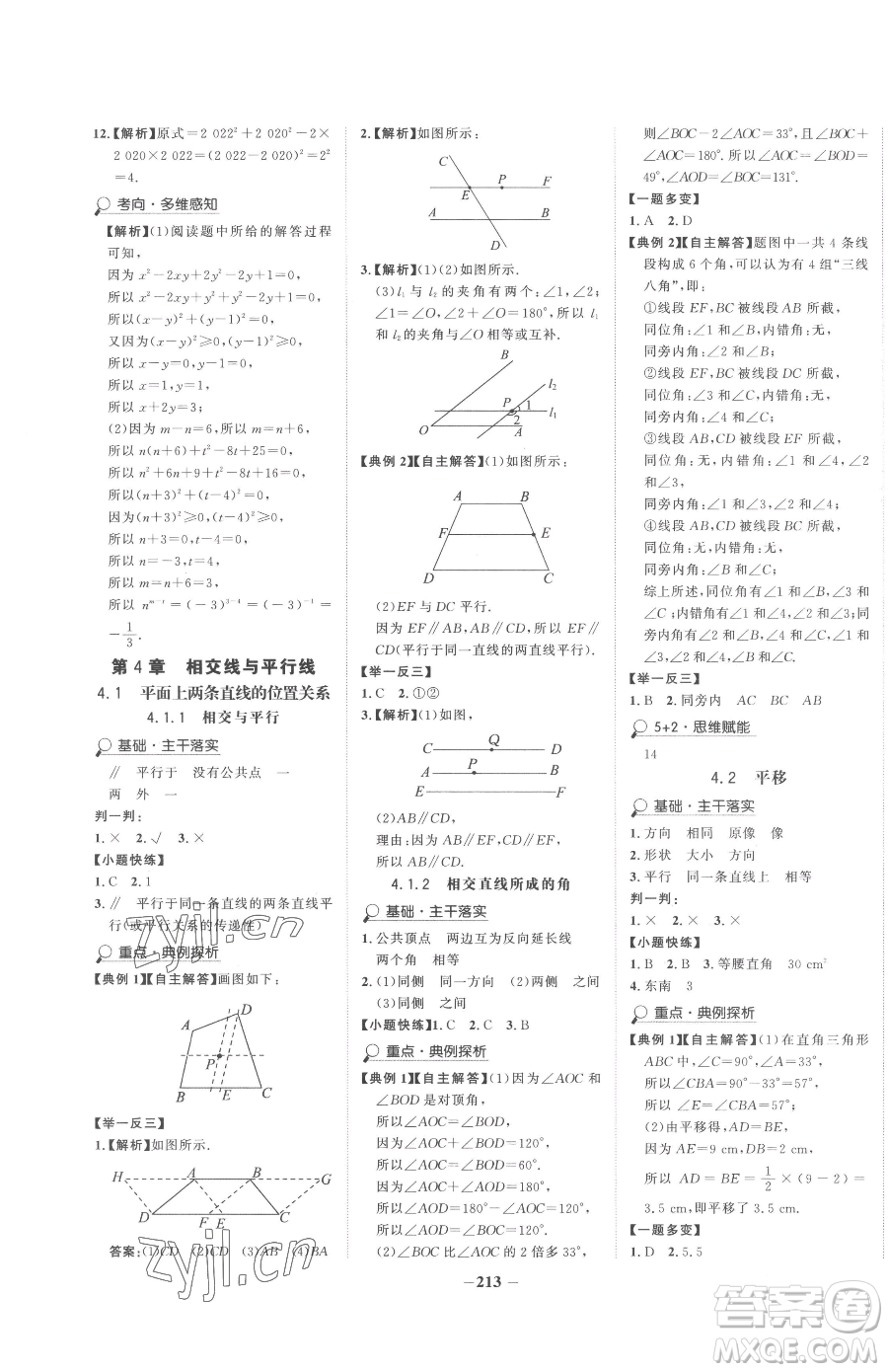 河北少年兒童出版社2023世紀金榜金榜學(xué)案七年級下冊數(shù)學(xué)湘教版參考答案