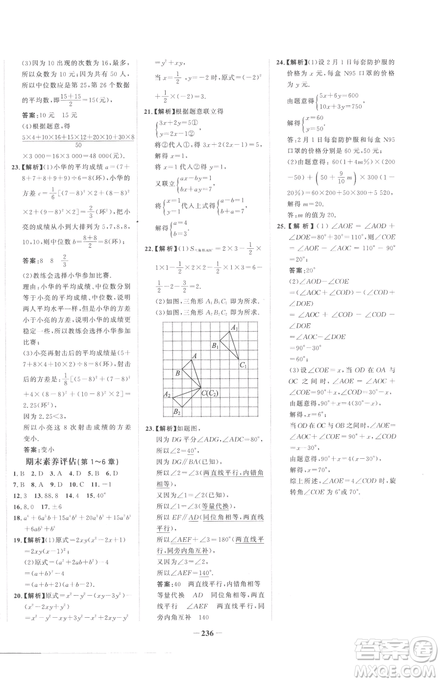 河北少年兒童出版社2023世紀金榜金榜學(xué)案七年級下冊數(shù)學(xué)湘教版參考答案