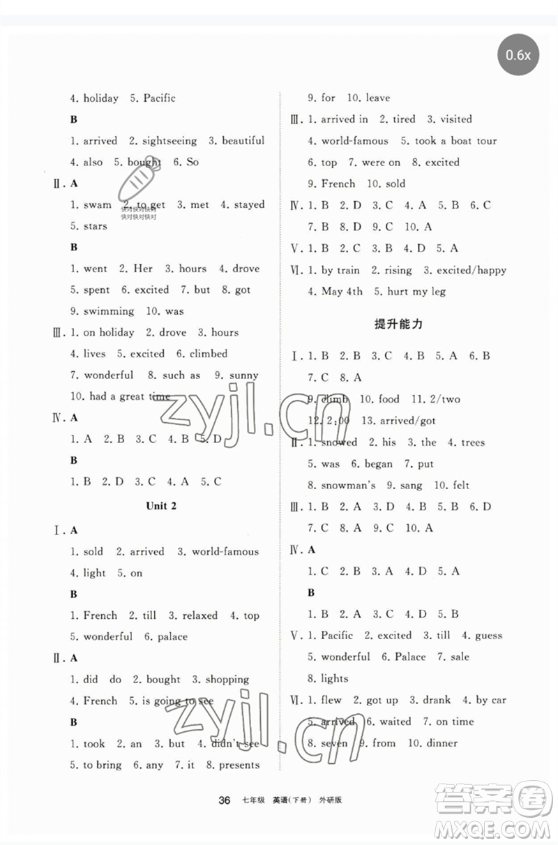 寧夏人民教育出版社2023學(xué)習(xí)之友七年級英語下冊外研版參考答案