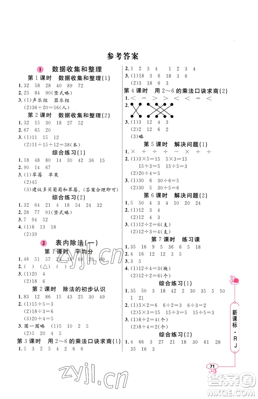 山東畫報出版社2023應(yīng)用題天天練二年級下冊數(shù)學(xué)人教版參考答案