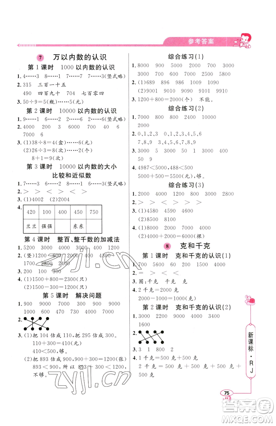 山東畫報出版社2023應(yīng)用題天天練二年級下冊數(shù)學(xué)人教版參考答案