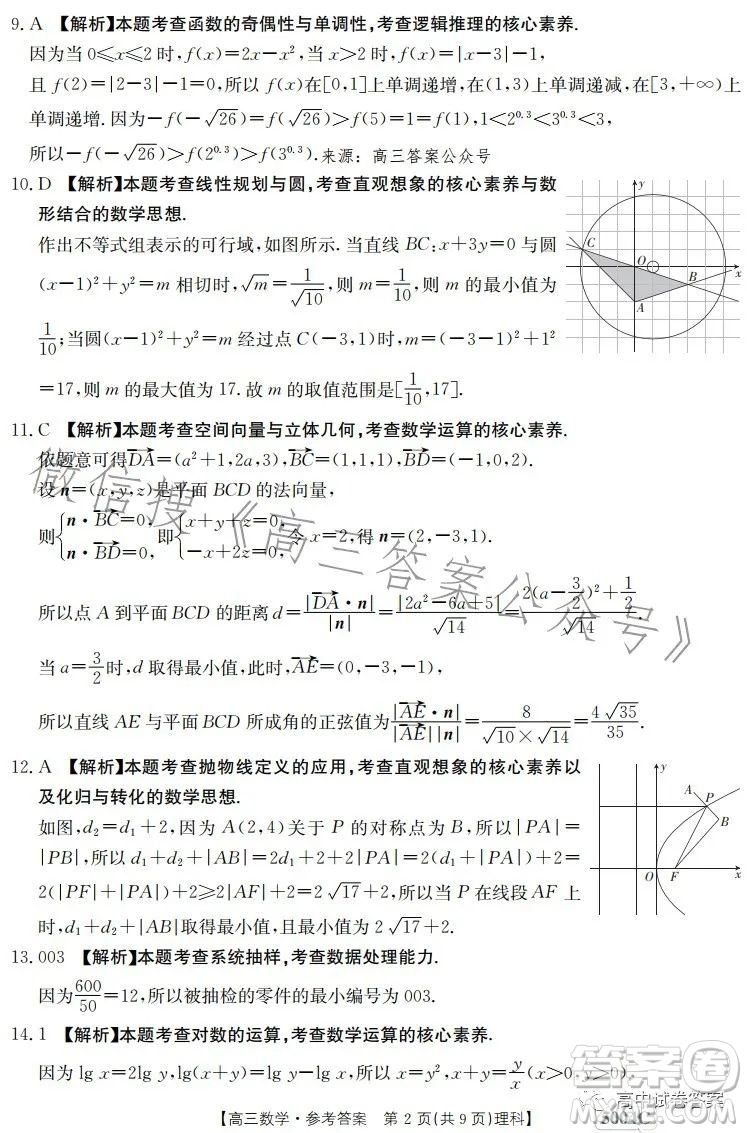 2023年金太陽聯(lián)考5月5004C高三理科數(shù)學(xué)試卷答案