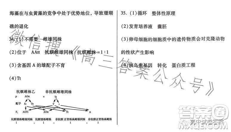 名校名師名卷2023新高考預測押題卷二理綜試卷答案