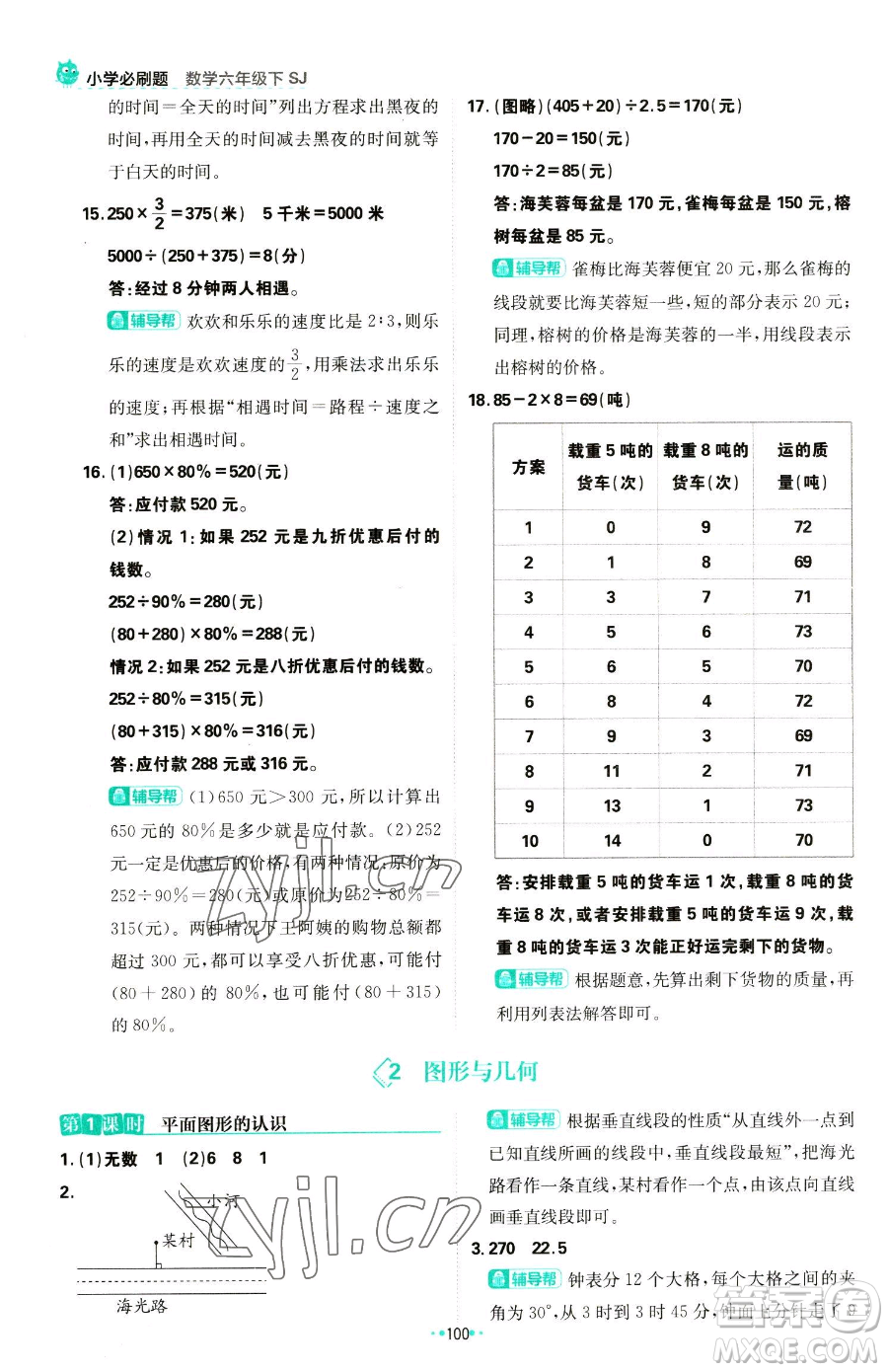 首都師范大學(xué)出版社2023小學(xué)必刷題六年級(jí)下冊(cè)數(shù)學(xué)人教版參考答案