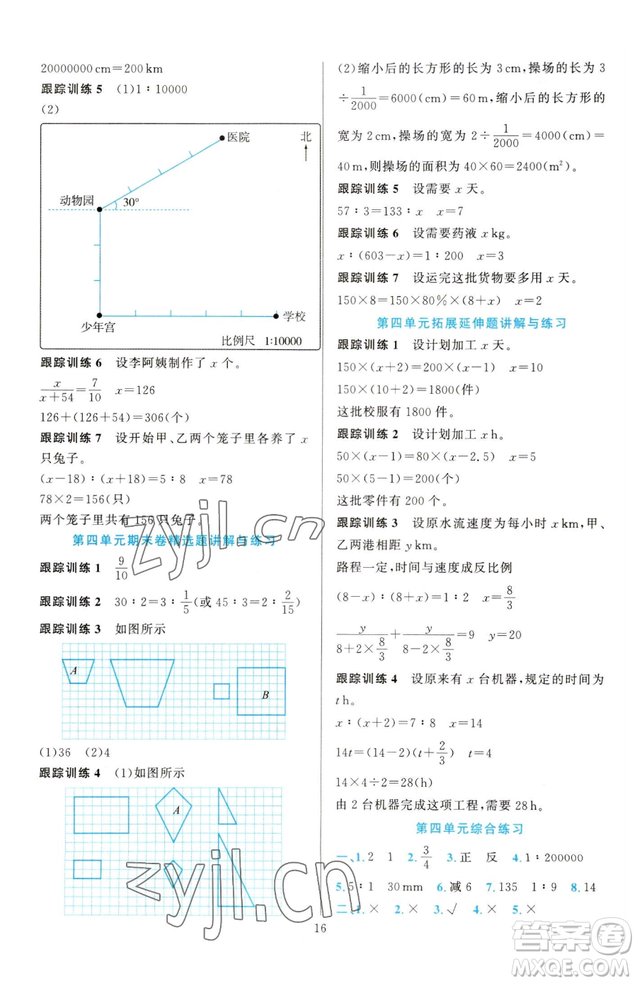 浙江教育出版社2023全優(yōu)方案夯實(shí)與提高六年級(jí)下冊(cè)數(shù)學(xué)人教版參考答案