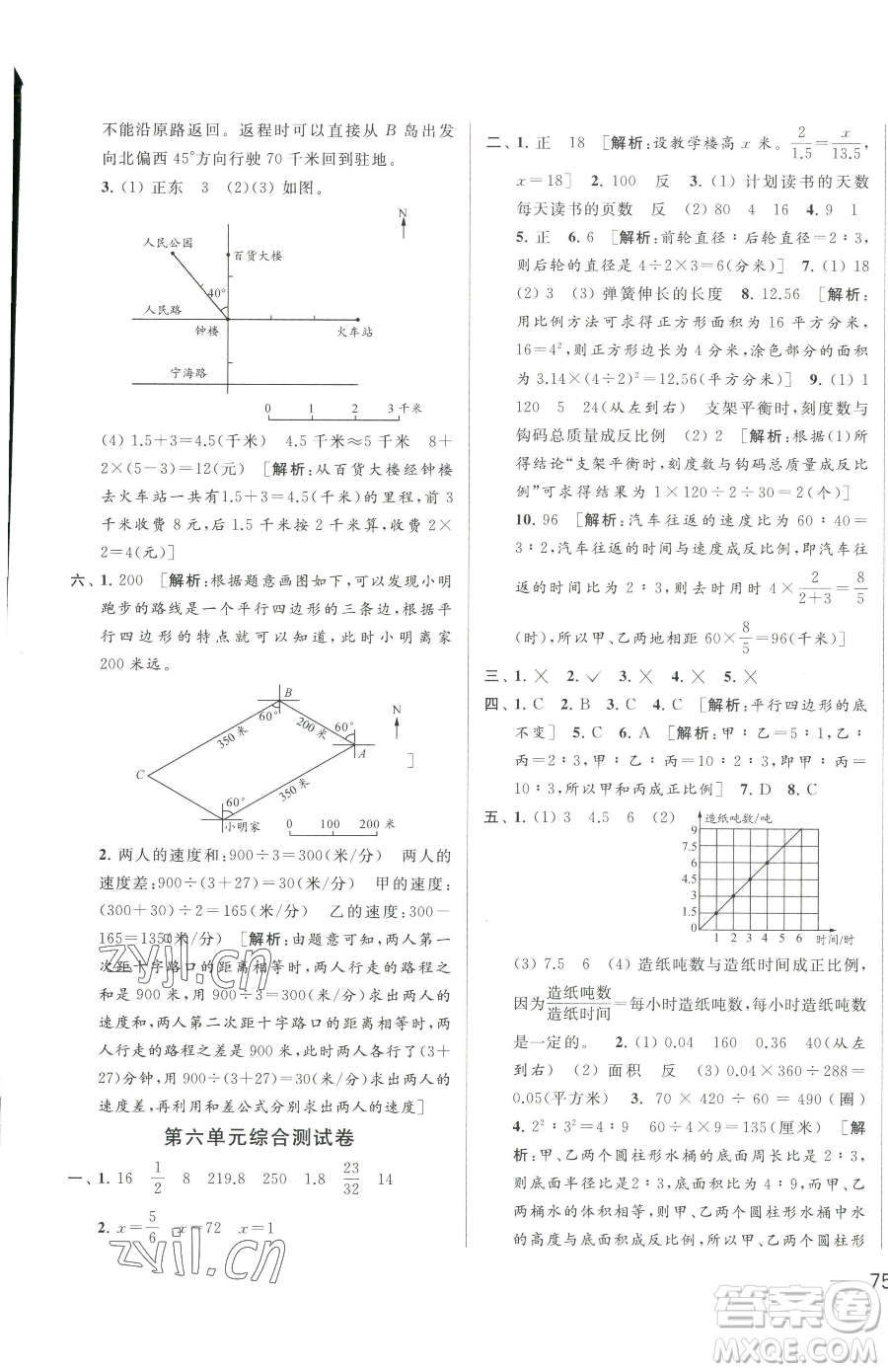 北京教育出版社2023同步跟蹤全程檢測(cè)六年級(jí)下冊(cè)數(shù)學(xué)蘇教版參考答案