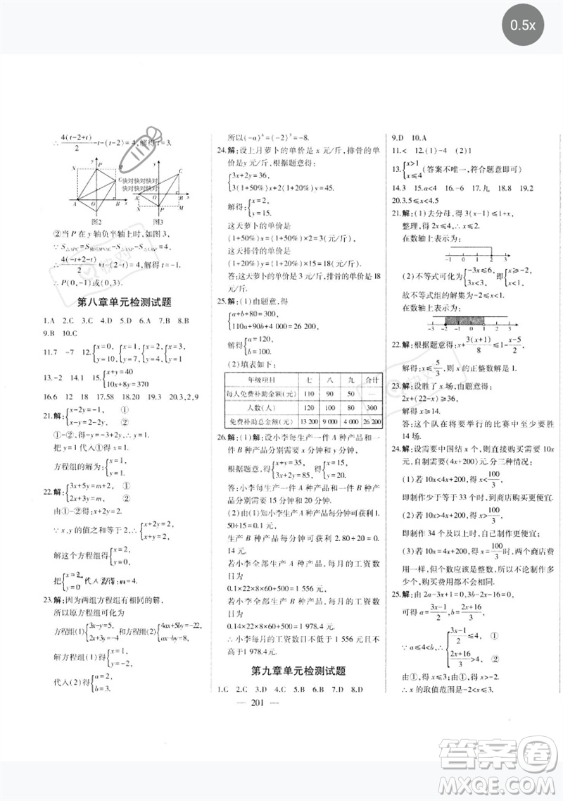 吉林人民出版社2023初中新課標名師學案智慧大課堂七年級數(shù)學下冊人教版參考答案