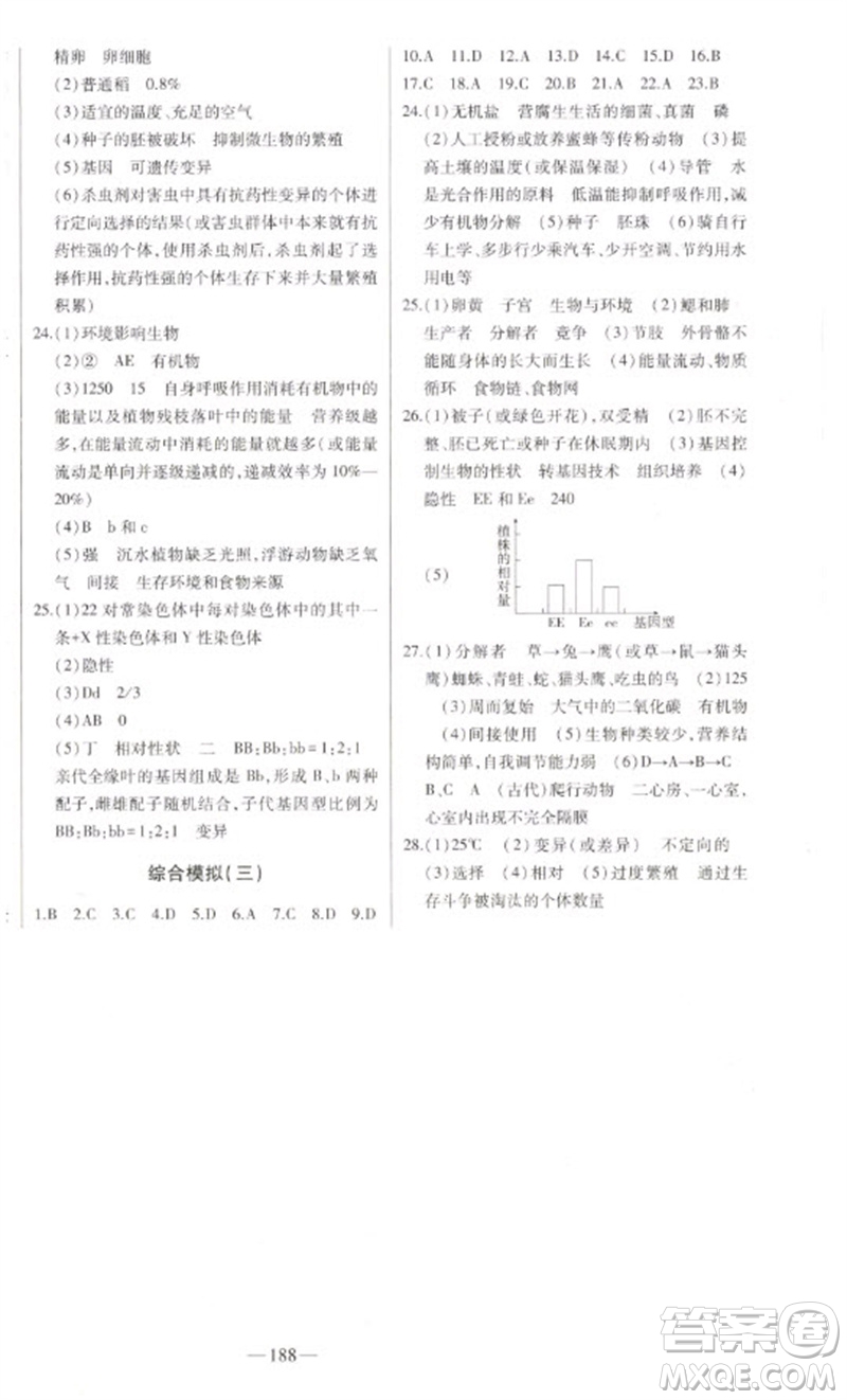 吉林人民出版社2023初中新課標名師學(xué)案智慧大課堂八年級生物下冊濟南版參考答案