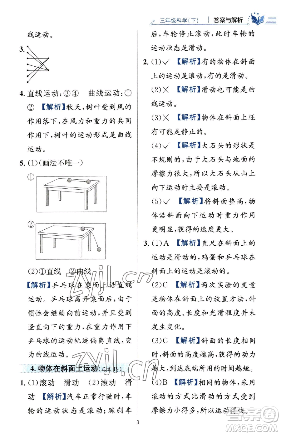 陜西人民教育出版社2023小學(xué)教材全練三年級(jí)下冊(cè)科學(xué)教科版參考答案