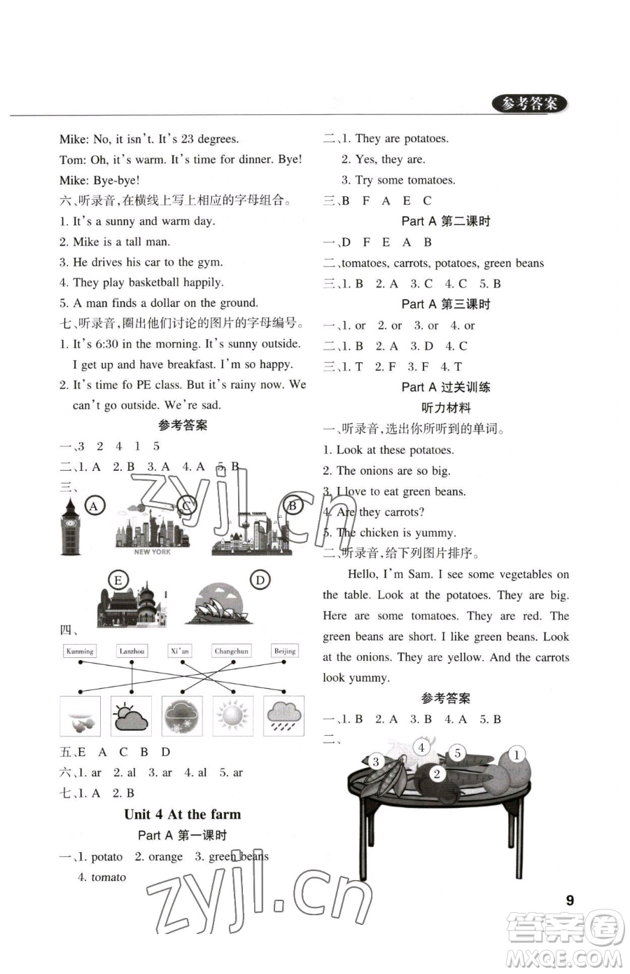 西安出版社2023狀元坊全程突破導練測四年級下冊英語人教版佛山專版參考答案