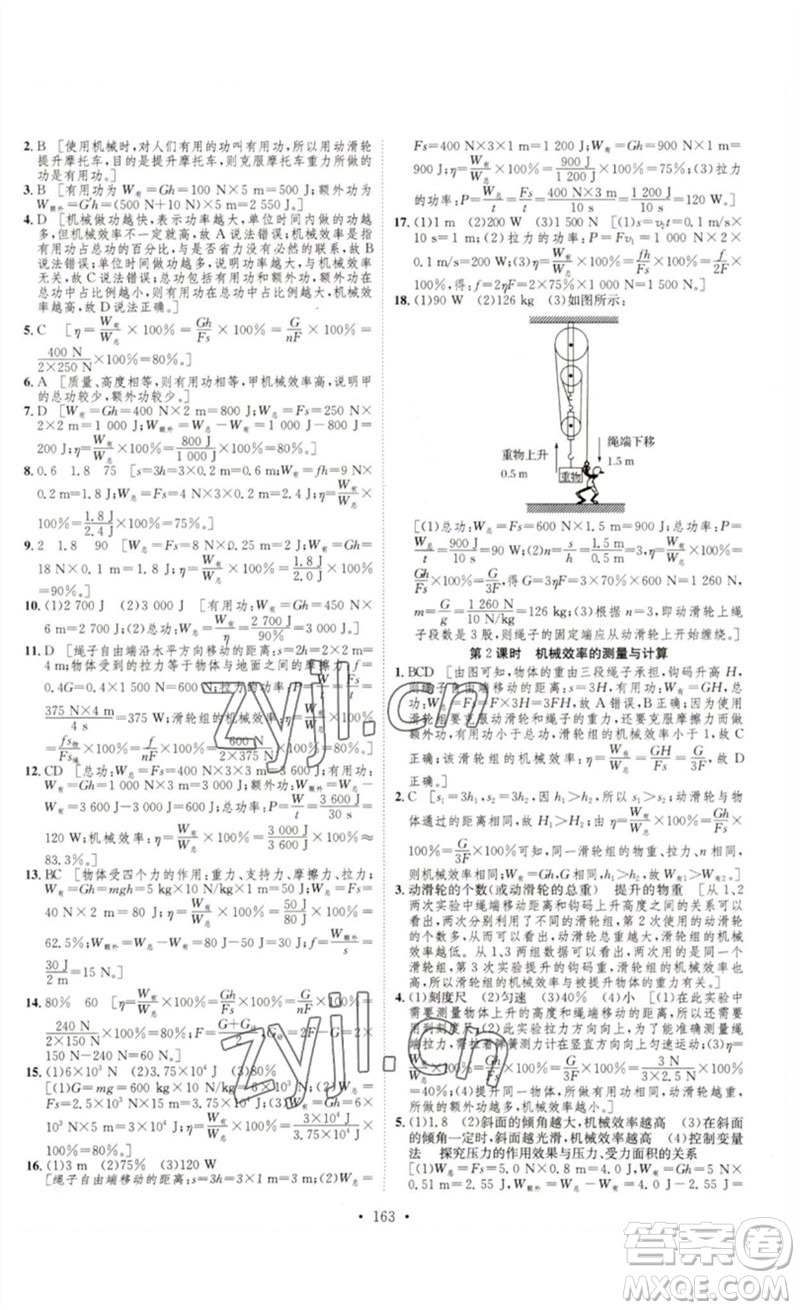 安徽人民出版社2023思路教練同步課時作業(yè)八年級物理下冊滬科版參考答案