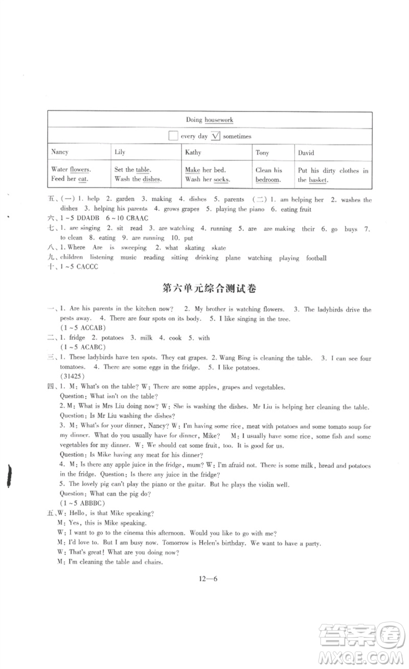 江蘇鳳凰科學技術出版社2023同步練習配套試卷五年級英語下冊譯林版參考答案