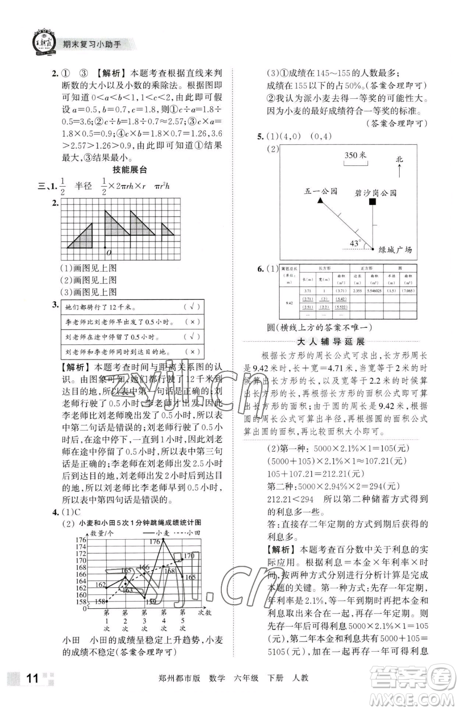 江西人民出版社2023王朝霞期末真題精編六年級下冊數(shù)學(xué)人教版鄭州專版參考答案