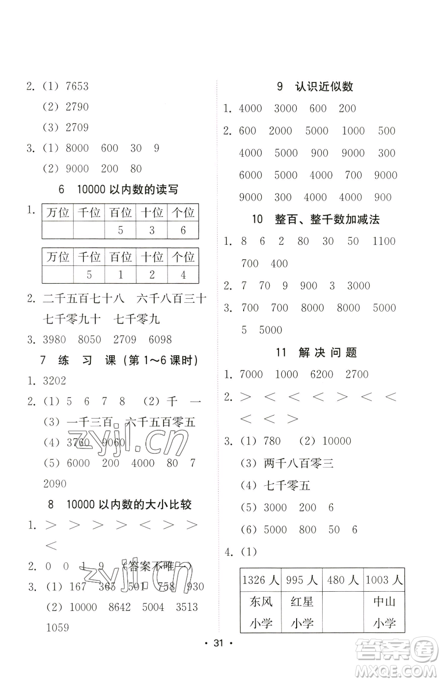 安徽人民出版社2023教與學(xué)課時(shí)學(xué)練測二年級(jí)下冊(cè)數(shù)學(xué)人教版參考答案