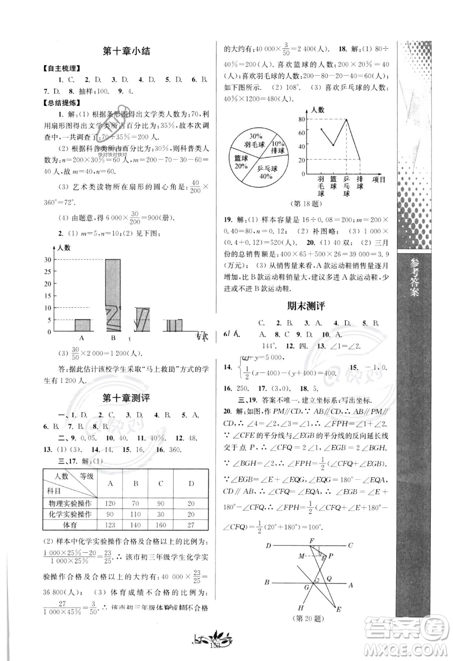 南京師范大學(xué)出版社2023新課程自主學(xué)習(xí)與測(cè)評(píng)七年級(jí)下冊(cè)數(shù)學(xué)人教版參考答案