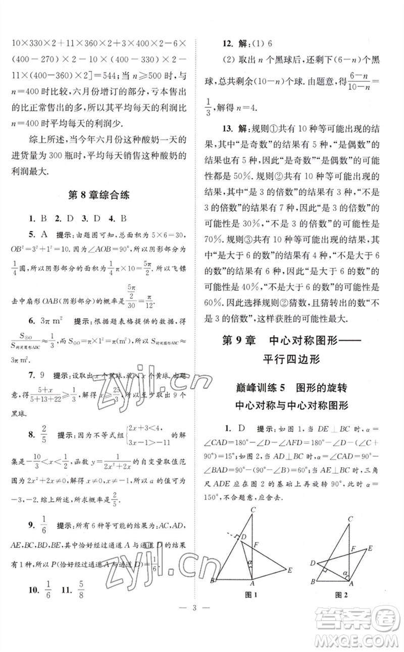 江蘇鳳凰科學(xué)技術(shù)出版社2023初中數(shù)學(xué)小題狂做八年級(jí)下冊蘇科版巔峰版參考答案