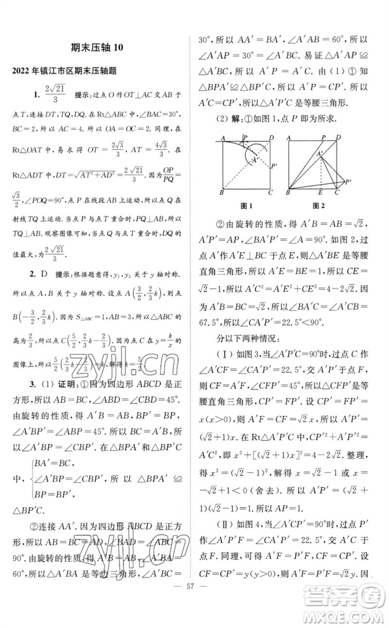 江蘇鳳凰科學(xué)技術(shù)出版社2023初中數(shù)學(xué)小題狂做八年級(jí)下冊蘇科版巔峰版參考答案