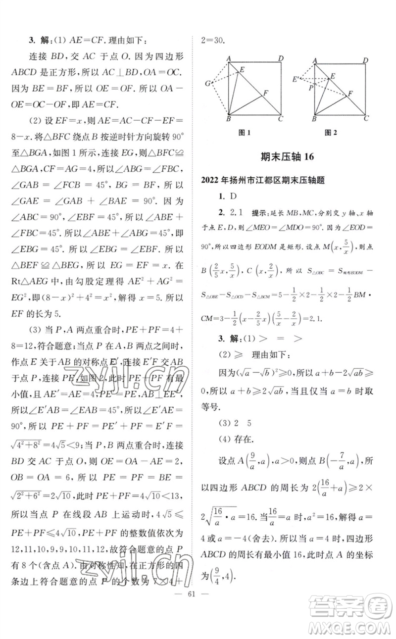 江蘇鳳凰科學(xué)技術(shù)出版社2023初中數(shù)學(xué)小題狂做八年級(jí)下冊蘇科版巔峰版參考答案