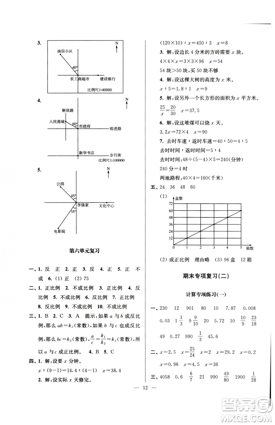 江蘇鳳凰美術(shù)出版社2023超能學(xué)典各地期末試卷精選六年級(jí)下冊(cè)數(shù)學(xué)蘇教版參考答案