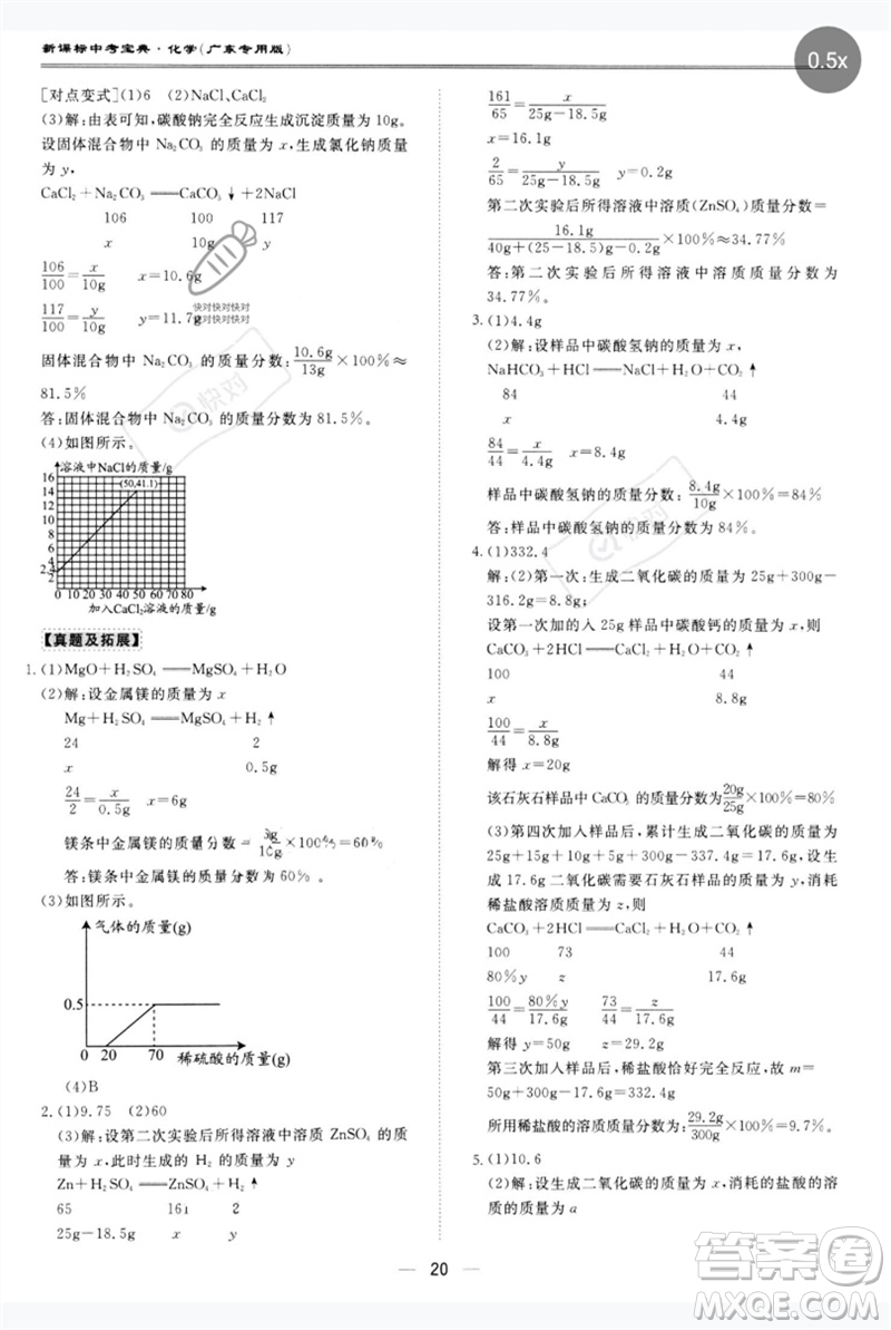 世界圖書出版公司2023新課標(biāo)中考寶典九年級化學(xué)通用版廣東專版參考答案