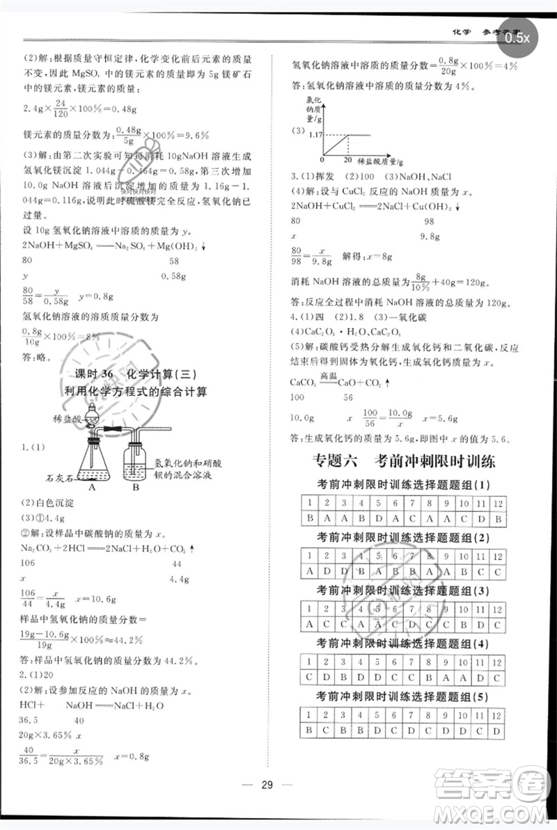 世界圖書出版公司2023新課標中考寶典九年級化學通用版深圳專版參考答案