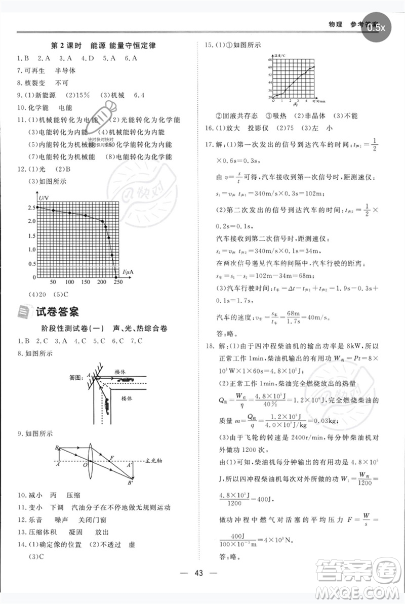 世界圖書(shū)出版公司2023新課標(biāo)中考寶典九年級(jí)物理通用版深圳專版參考答案