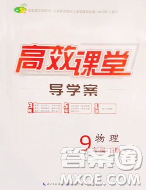 湖北科學(xué)技術(shù)出版社2023高效課堂導(dǎo)學(xué)案九年級(jí)下冊(cè)物理人教版參考答案